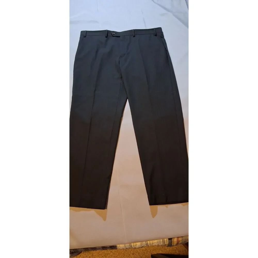 Chaps Mens Two-Piece Suit Black 46R Blazer Jacket 40x30 Pants Formal 52% Wool